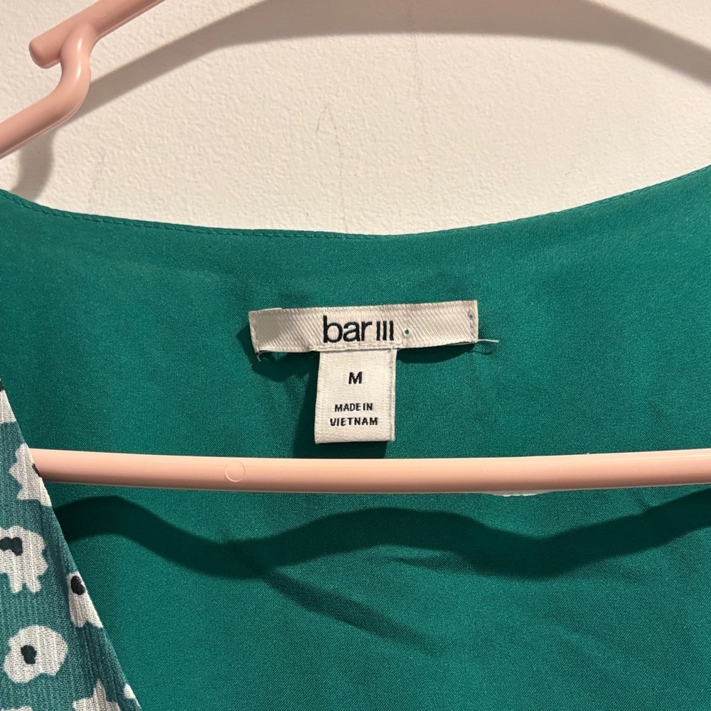 Bar III Green/Teal Dress with White Floral Pattern - Picture 2 of 5